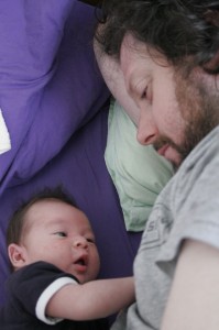 spencer-5 Daddy looking at Spencer in bed