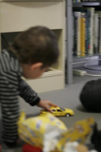 taxi1 Dane playing with his NYC taxi souvenir from Uncle Ben